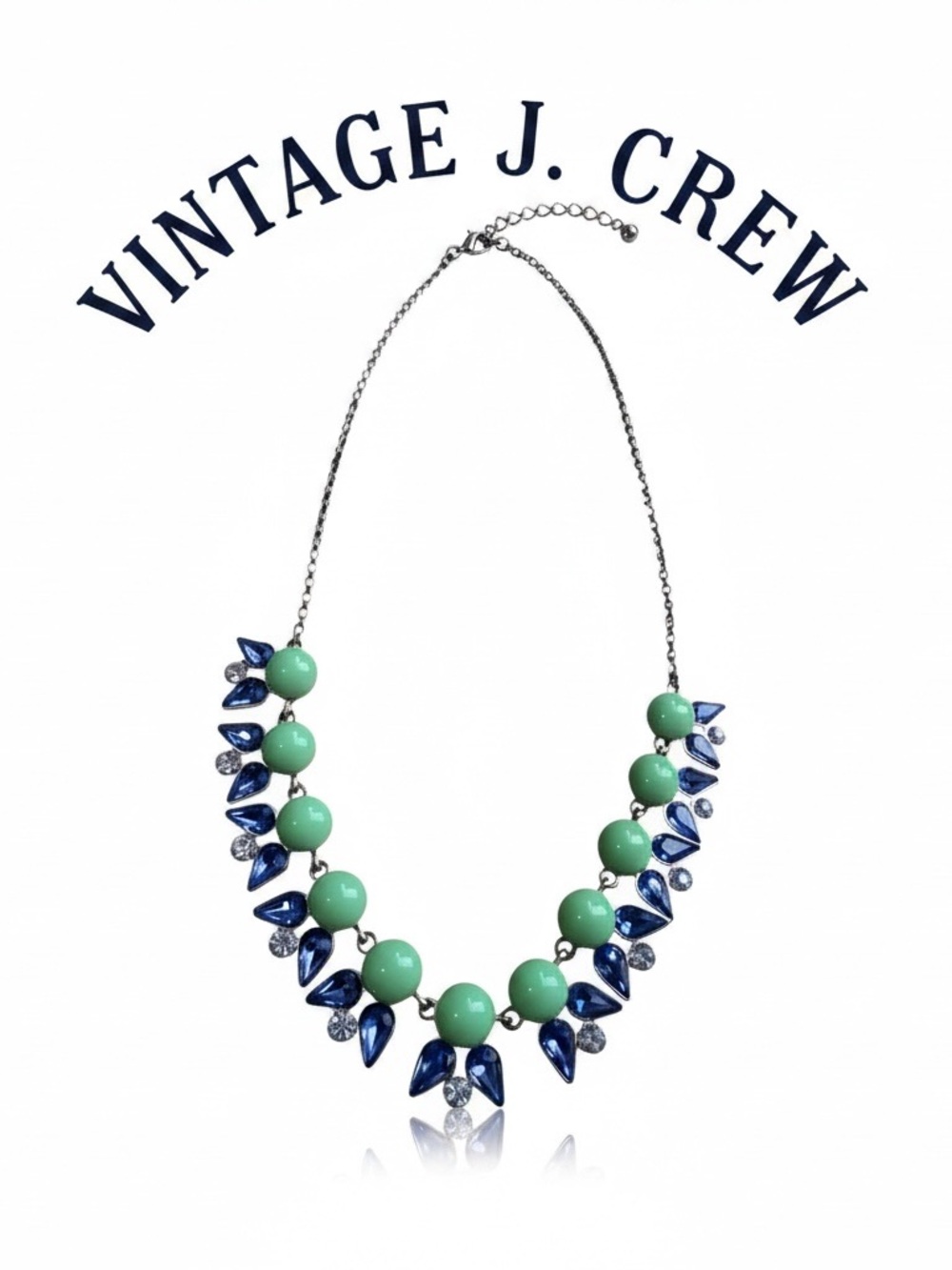 J Crew Mint Green & Navy Statement Necklace